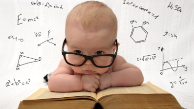 Image of baby learning maths and reading