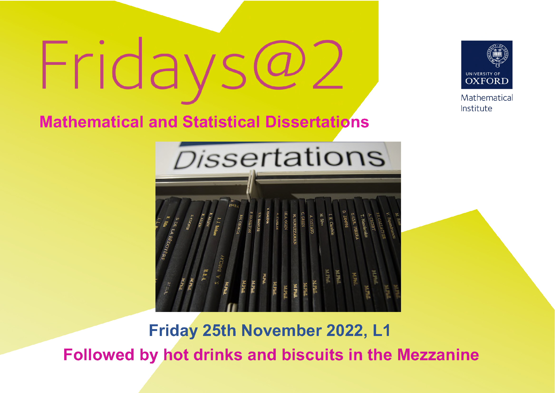 Fridays@2 promotional image of dissertations