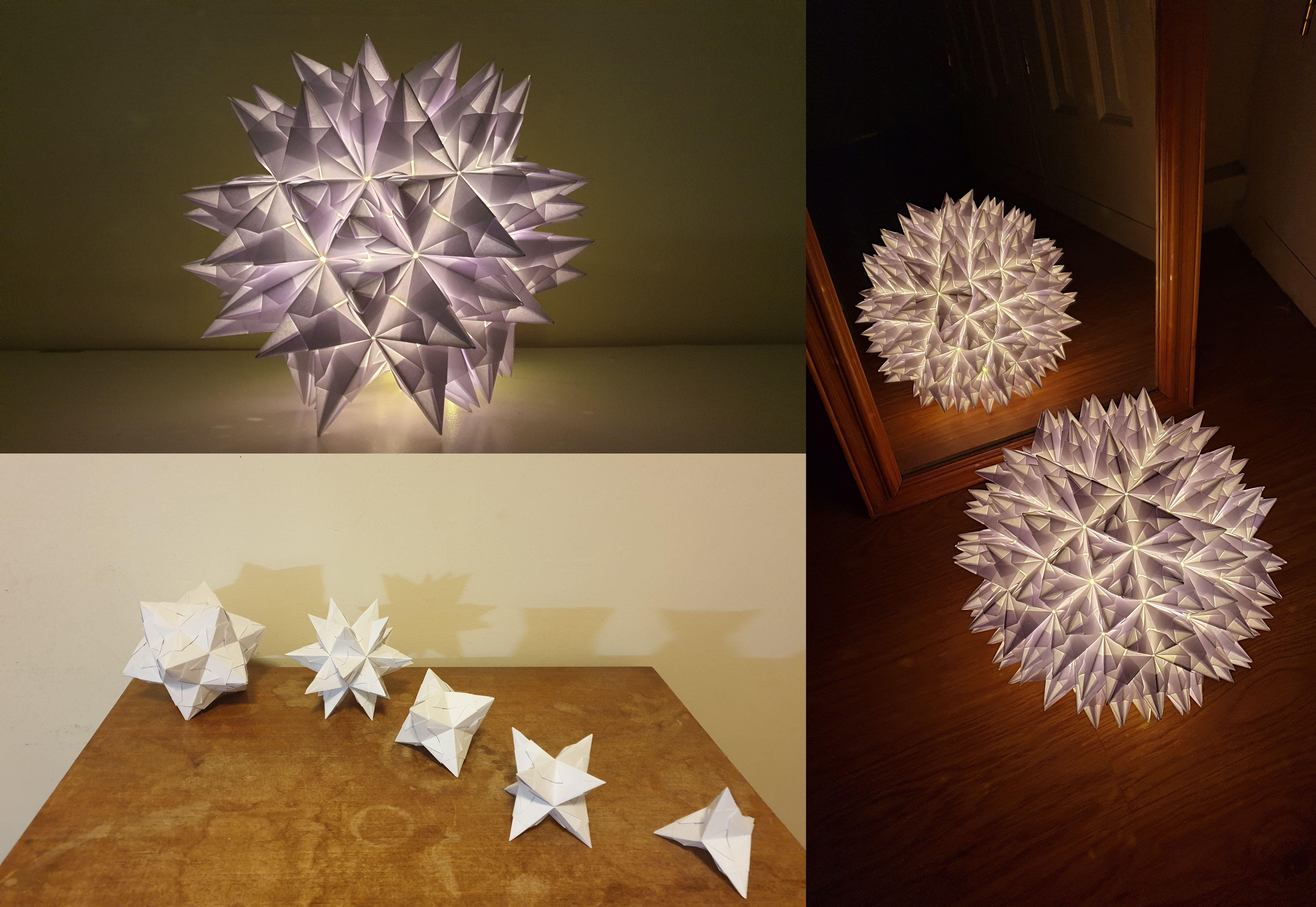 Image showing different models of a bascetta star starting from different platonic solid bases.