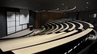 An image of Lecture Theatre 1 in the Mathematical Institute