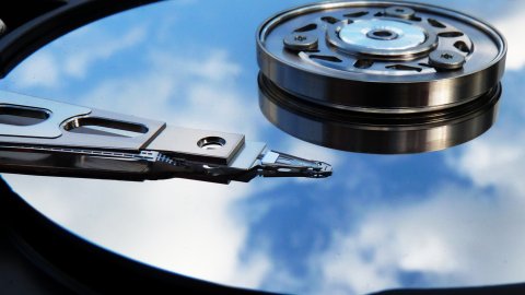 zoomed in view of a hard disk platter