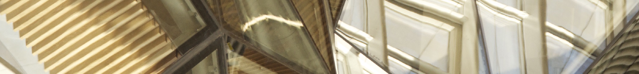 A reflection of some stairs in an artistic skylight at the Andrew Wiles Building