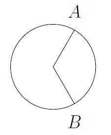 Diagram showing two radii to A and B