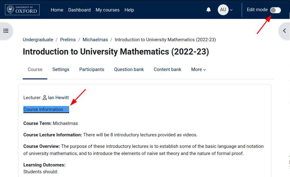 Material on Moodle for student use. Source: Moodle