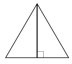 An equilateral triangle with the perpendicular height marked.