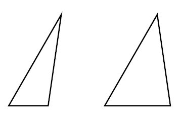 Two triangles, sharing two of their sides and a not-included angle, but with different side lengths along the base.