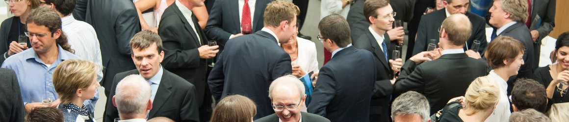 Crowd of smartly dressed people at an event