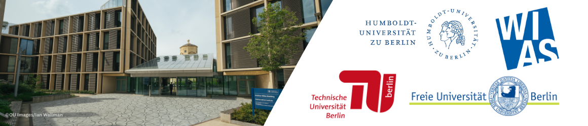 Front of Andrew Wiles Building, Mathematical Institute (CR: OUImages/Ian Wallman) and Berlin universities in exchange: HU Berlin, TU Berlin, FU Berlin and WIAS