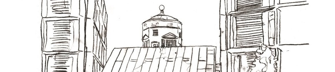 Sketch of the Andrew Wiles Building by Andy Welland