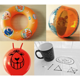 A lifebelt, a coffee cup, a ball and a space hopper - part of a selection of everyday topological spaces.