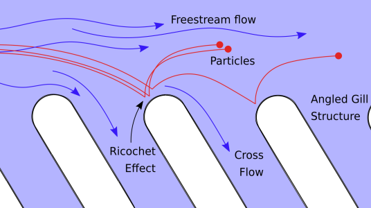 Schematic of a new filter design with angled “gills