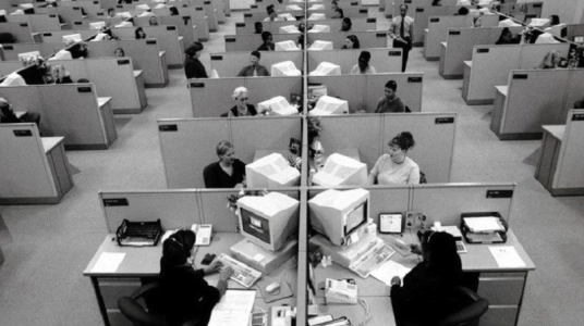 Photo of open plans segmented office