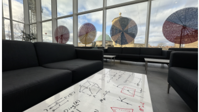 Common Room with writing on tables