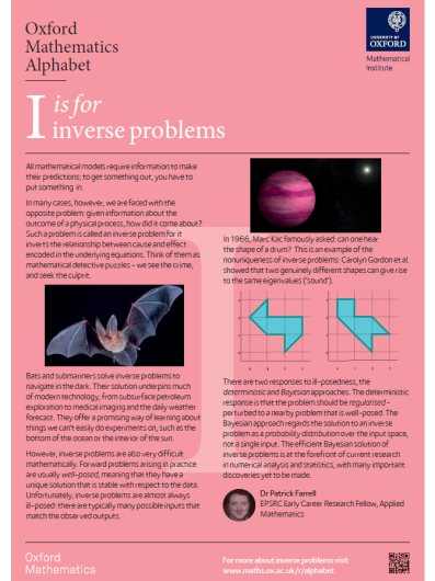 Image of I is for inverse problems poster - download the pdf below for a high resolution version