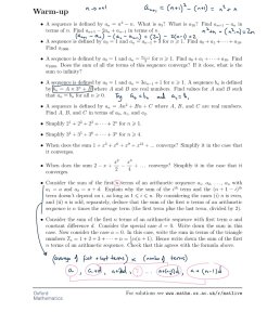 Screenshot from MAT Livestream - the warm-up exercises are annotated with the answers to a couple of the questions and a diagram of how the terms pair up in the exercise-before-last