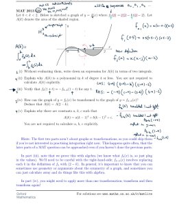 MAT livestream. The definition of f_k(x) has been annotated with pink circles around the x's and blue arrows pointing at the k's in the subscript and in the definition. The example f_{0.1}(x)=x(x-0.1)(x-2) is given.