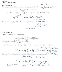 Solutions to first two questions are annotated onto the question sheet. See below for solutions.