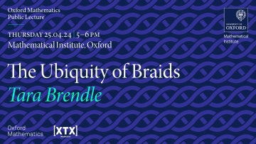 Banner for lecture with details against a backdrop of braids