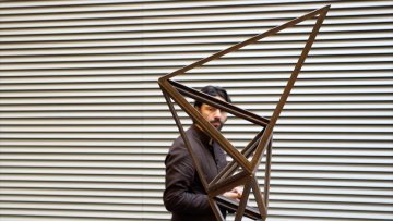 Image of Conrad and artwork