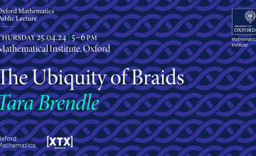 Banner for lecture with details against a backdrop of braids