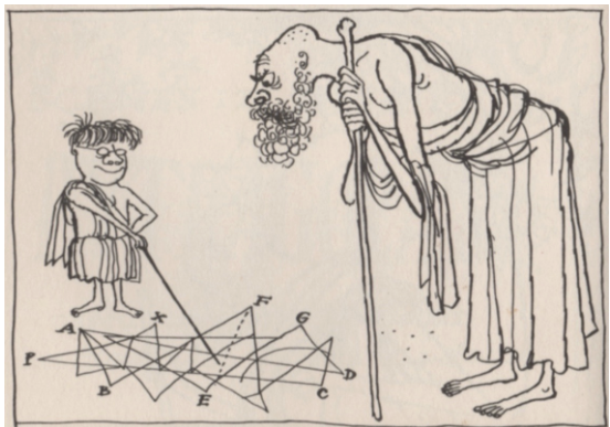 Pythagoras puzzled by one of my theorems' from the Complete (sic) MOelsworth by Geoffrey Willans and Ronald Searle