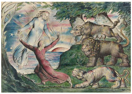 William Blake - Dante running from the Three Beasts