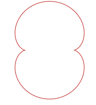 A nephroid - a closed curve with two lobes or separate bumps. Something like a kidney bean, perhaps.