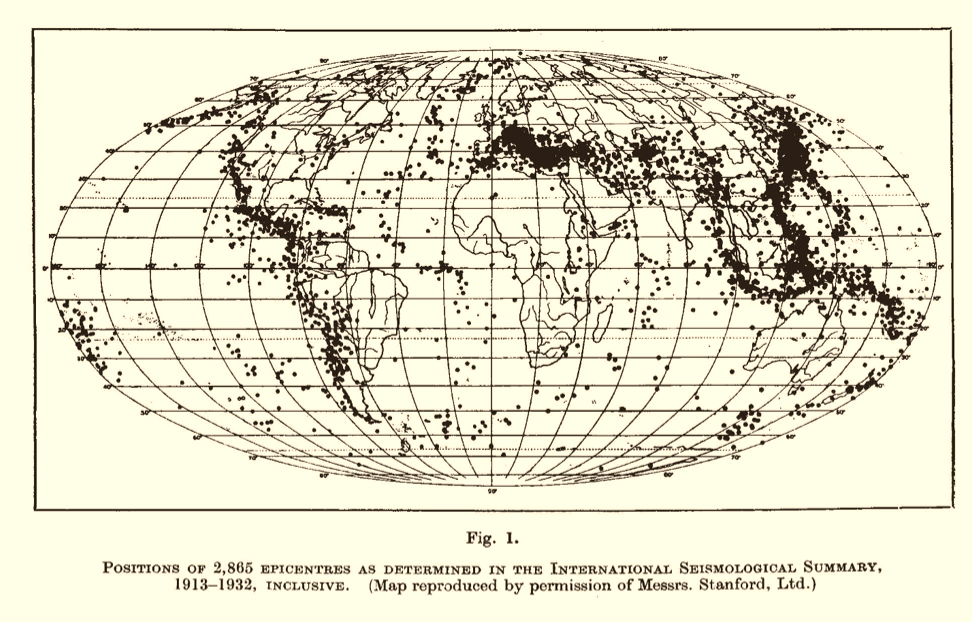 Diagram prepared by Ethel Bellamy for the International seismological summary, 1932