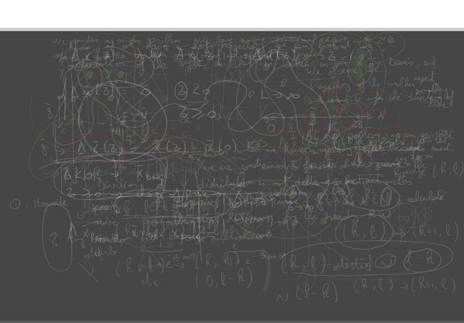 A blackboard with multiple layers of work overlaid.