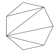 A heptagon (seven-sided shape) divided into corners by connecting the fifth corner to the first, second, and the sixth, and connecting the second corner to the third.