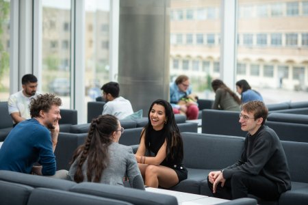 Image of graduate students in the Common Room