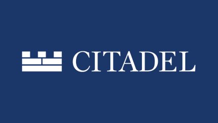 The Citadel logo; a white stylised castle wall with the word 'Citadel' on a blue background The Citadel logo; a white stylised castle wall with the word 'Citadel' on a blue background