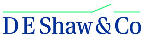 DE Shaw & Co in dark blue letters, with a turquoise line above it DE Shaw & Co in dark blue letters, with a turquoise line above it