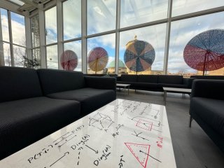 White tables in the Common Room