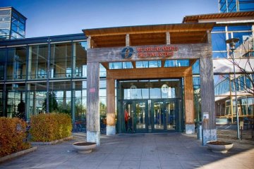 Mälardalen University, Sweden - a modern wood and glass building