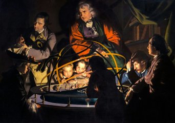 Joseph Wright - A Philosopher Giving that Lecture on an Orrery, in which a Lamp is put in the Place of the Sun Joseph Wright - A Philosopher Giving that Lecture on an Orrery, in which a Lamp is put in the Place of the Sun