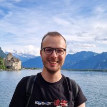 Corentin Bodart, and a Swiss lake in the background