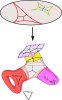 Several geometric ideas in the context of a surface: hyperbolic metric, CAT(0) inequality, Gromov hyperbolicity/coarse median geometry, nonpositively-curved square tiling, Besikovitch inequality. (Picture by M. Hagen and A. Sisto.)