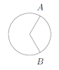 A circle with two radii marked, crossing the circle at A and B.