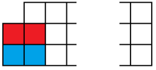 A 3 by n grid with a corner removed, with the left edge under the missing corner covered by two sideways dominos
