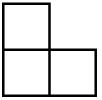 three squares arranged into a L shape - a two by two square with a corner removed