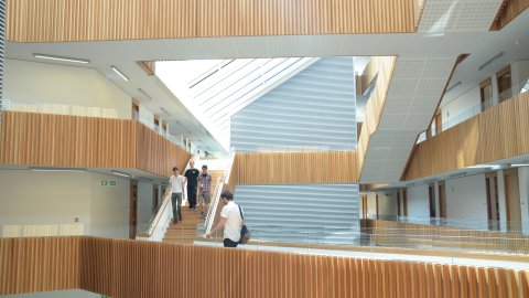 view across the south wing major atrium staircases