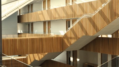 view across the south wing major atrium staircases