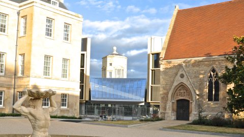 The main entrance to the Andrew Wiles Building, the home of the Mathematical Institute.