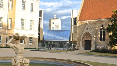 The main entrance to the Andrew Wiles Building, the home of the Mathematical Institute.