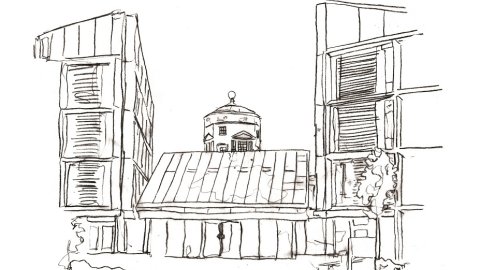 Sketch of the Andrew Wiles Building by Andy Welland Sketch of the Andrew Wiles Building by Andy Welland