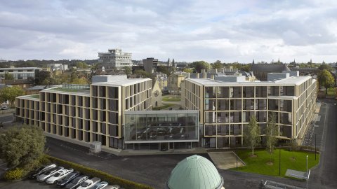 view of the Andrew Wiles Building from the Tower of the Winds