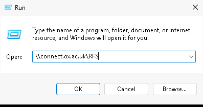 Windows RFS address using Run