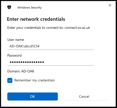 Windows RFS credentials