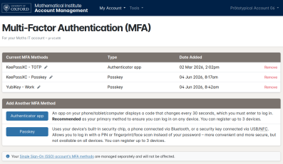 Screenshot of the MFA setup page Screenshot of the MFA setup page